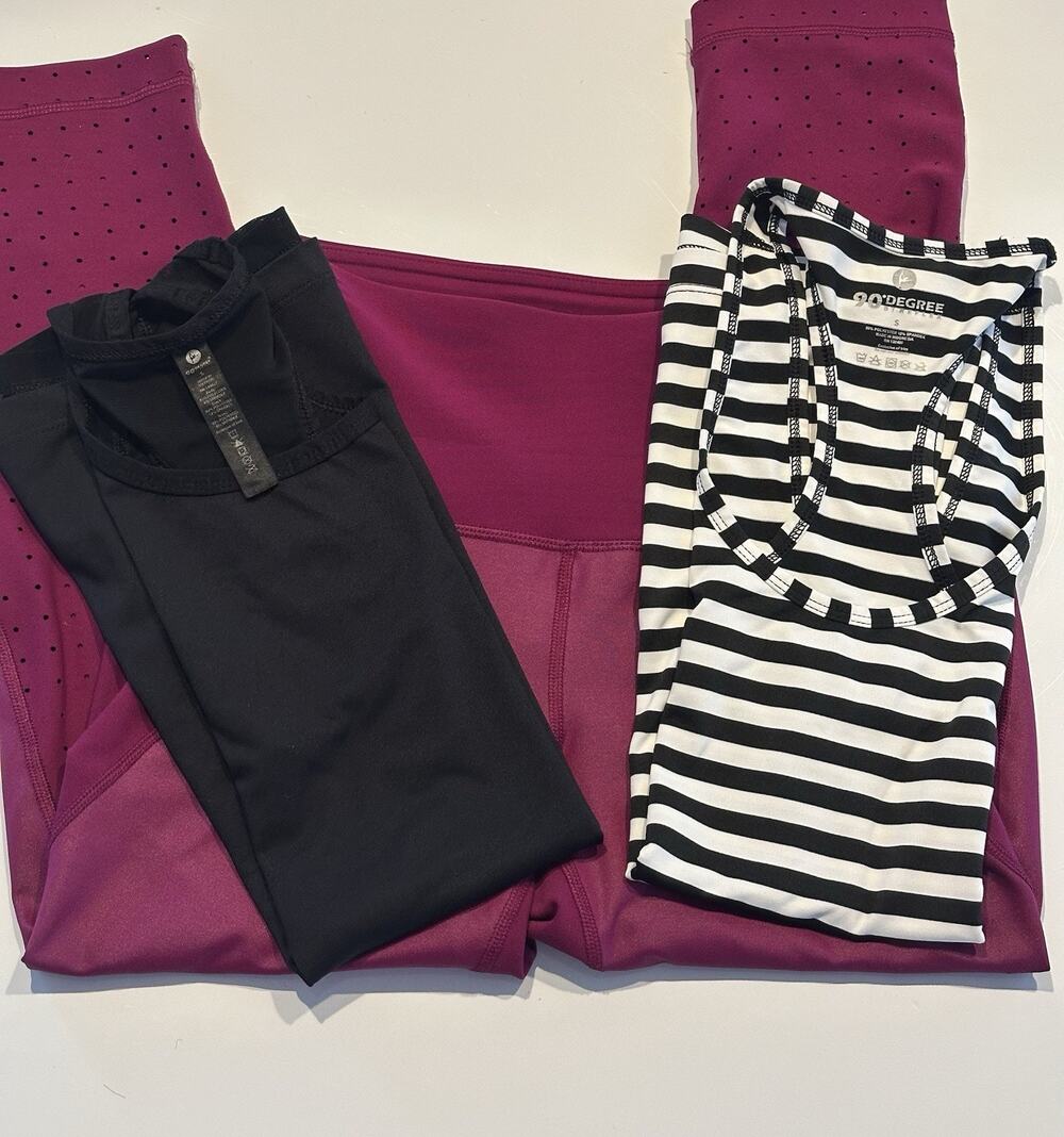 Lot of 3 Women’s Sz Small 90 Degree By Reflex Yoga Pants Leggings 2 Tank Tops